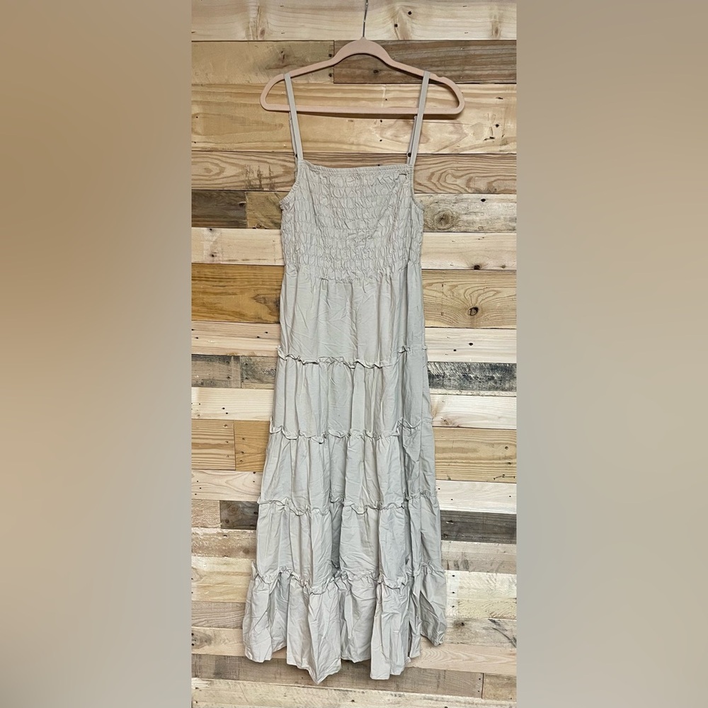 Zenana Outfitters size Large Cream Color Smocked Tiered Maxi Lightweight Dress